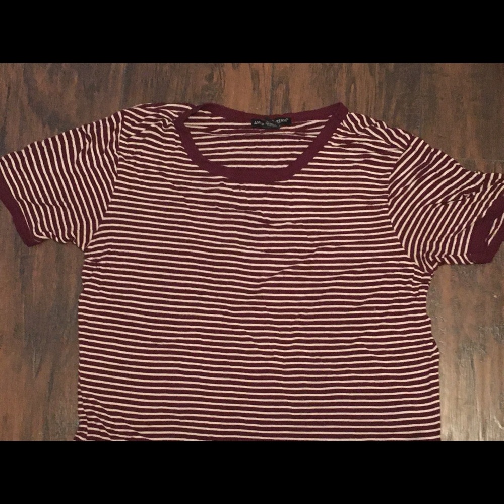 American Dream Burgundy Striped Crop Top